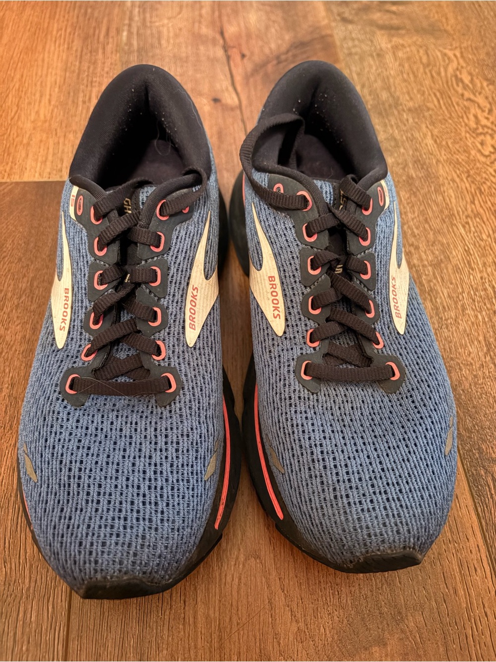 Brooks Ghost 15 Women’s Running Shoes - Denim Blue with Black and Coral Trim